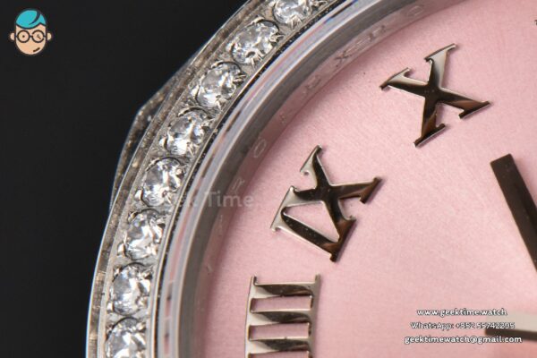 DateJust 31MM Ladies 904L WF Diamond Pink Dial Roma Marker Oyster Bracelet A2671 - Image 5