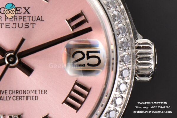 DateJust 31MM Ladies 904L WF Diamond Pink Dial Roma Marker Oyster Bracelet A2671 - Image 6