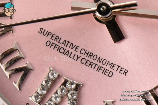 DateJust 31MM Ladies 904L WF Diamond Pink Dial Roma Marker Oyster Bracelet A2671 - Image 7