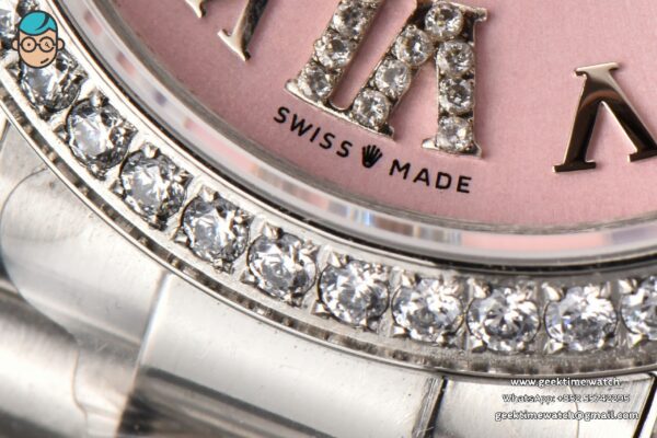 DateJust 31MM Ladies 904L WF Diamond Pink Dial Roma Marker Oyster Bracelet A2671 - Image 8