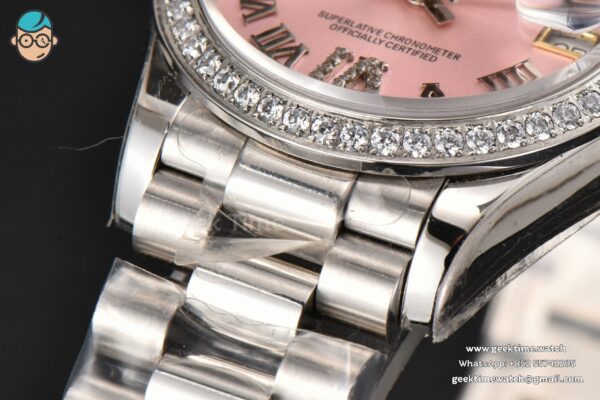 DateJust 31MM Ladies 904L WF Diamond Pink Dial Roma Marker Oyster Bracelet A2671 - Image 9
