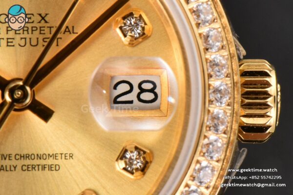 DateJust 28MM Ladies WF YG Diamond Gold Dial Diamond Marker Jubilee Bracelet A2236 - Image 9