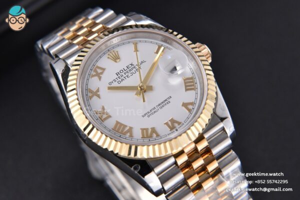 DateJust 36MM 904L YG/SS GMF Fluted Bezel White Dial Roma Marker Jubilee Bracelet VR3235 - Image 10