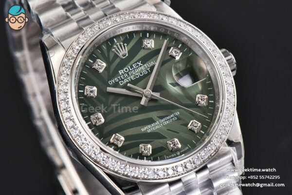 DateJust 36MM BPF Diamond Green Plam Dial Diamond Marker Jubilee Bracelet 2824 - Image 11
