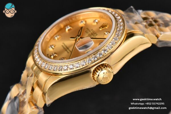 DateJust 28MM Ladies WF YG Diamond Gold Dial Diamond Marker Jubilee Bracelet A2236 - Image 11