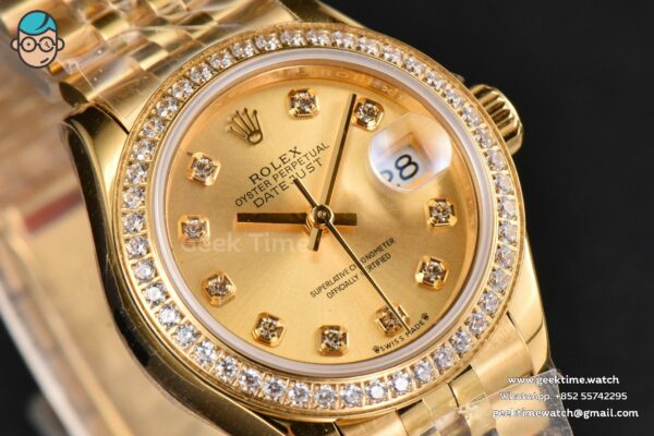 DateJust 28MM Ladies WF YG Diamond Gold Dial Diamond Marker Jubilee Bracelet A2236 - Image 12