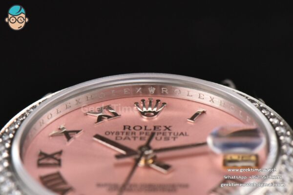 DateJust 31MM Ladies 904L WF Diamond Pink Dial Roma Marker Oyster Bracelet A2671 - Image 12