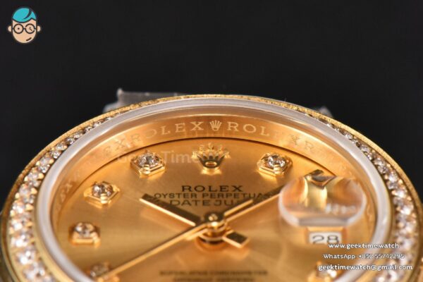 DateJust 28MM Ladies WF YG Diamond Gold Dial Diamond Marker Jubilee Bracelet A2236 - Image 13