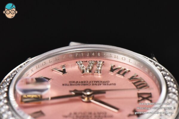 DateJust 31MM Ladies 904L WF Diamond Pink Dial Roma Marker Oyster Bracelet A2671 - Image 13