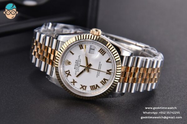 DateJust 36MM 904L YG/SS GMF Fluted Bezel White Dial Roma Marker Jubilee Bracelet VR3235 - Image 14