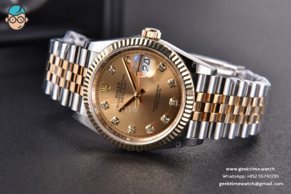 DateJust 36MM 904L YG/SS GMF Fluted Bezel YG Dial Diamond Marker Jubilee Bracelet VR3235 - Image 15