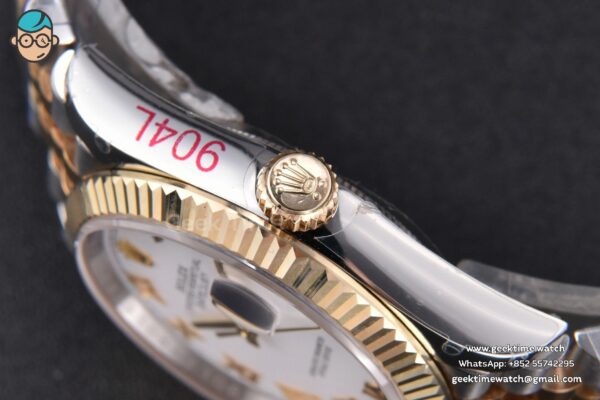 DateJust 36MM 904L YG/SS GMF Fluted Bezel White Dial Roma Marker Jubilee Bracelet VR3235 - Image 15