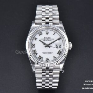 DateJust 36mm 126234 904L VSF weißes Zifferblatt Roma-Indizes Jubilee-Armband VS3235