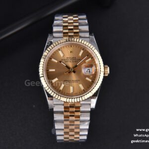 DateJust 36mm 904L YG/SS GMF geriffelte Lünette YG-Zifferblatt Leuchtindizes Jubilee-Armband VR3235