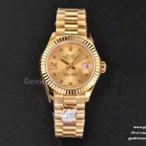 DateJust 28mm Ladies WF YG cadran doré index diamants bracelet Jubilee A2236