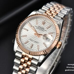 DateJust 36MM RG/SS BPF Fluted Bezel Silver Motif Dial Jubilee Bracelet A2824