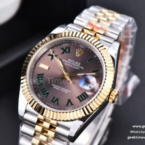 Datejust 41mm YG/SS GMF Wimbledon Gray Dial Green Roma Marker Fluted Bezel Jubille Bracelet VR3235