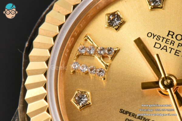 DateJust 28MM Ladies WF YG Gold Dial Diamond Marker Jubilee Bracelet A2236 - Image 6
