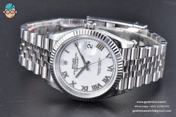 DateJust 36MM 126234 904L VSF White Dial Roma Marker Jubilee Bracelet VS3235 - Image 8