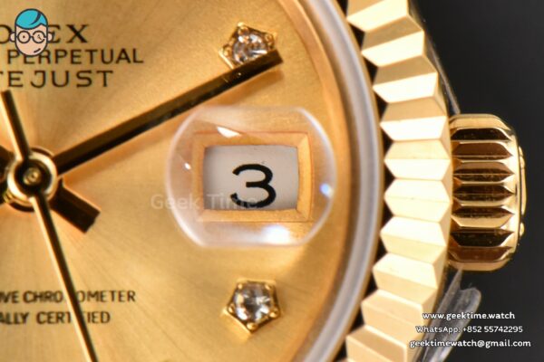 DateJust 28MM Ladies WF YG Gold Dial Diamond Marker Jubilee Bracelet A2236 - Image 9