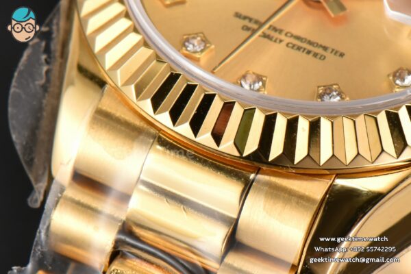 DateJust 28MM Ladies WF YG Gold Dial Diamond Marker Jubilee Bracelet A2236 - Image 10