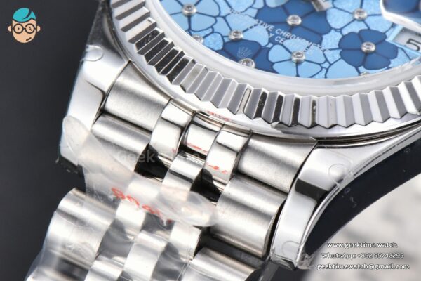 DateJust 31MM 904L GMF Fluted Bezel Blue Flowers Dial Jubilee Bracelet A2824 - Image 10