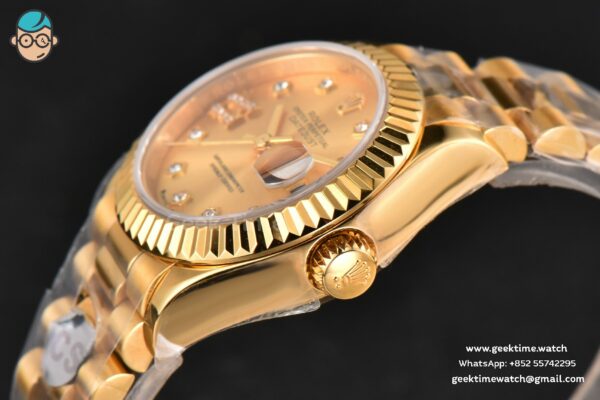DateJust 28MM Ladies WF YG Gold Dial Diamond Marker Jubilee Bracelet A2236 - Image 11