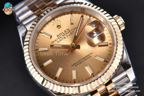 DateJust 36MM 904L YG/SS GMF Fluted Bezel YG Dial Lume Marker Jubilee Bracelet VR3235 - Image 13