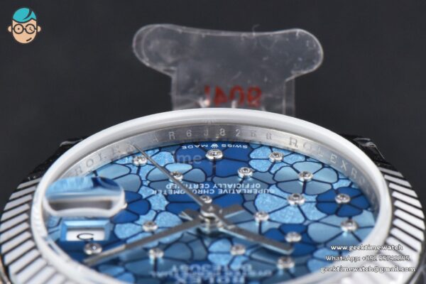 DateJust 31MM 904L GMF Fluted Bezel Blue Flowers Dial Jubilee Bracelet A2824 - Image 14