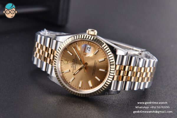 DateJust 36MM 904L YG/SS GMF Fluted Bezel YG Dial Lume Marker Jubilee Bracelet VR3235 - Image 15
