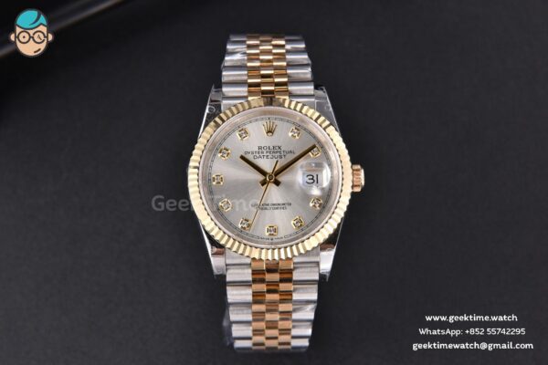 DateJust 36MM 904L YG/SS GMF Fluted Bezel Silver Dial Diamond Marker Jubilee Bracelet VR3235 - Image 2