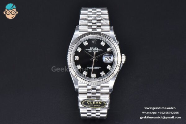 DateJust 36MM 126234 Clean CF Black Dial Diamond Marker Jubilee Bracelet VR3235 - Image 2