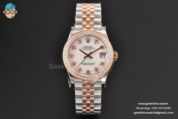 DateJust 31MM Ladies 904L RG/SS WF Diamond MOP Dial Jubilee Bracelet A2671 - Image 2