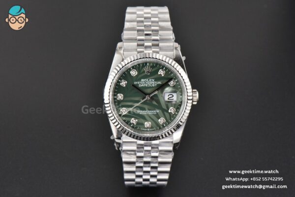 DateJust 36MM BPF Fluted Green Plam Dial Diamond Marker Jubilee Bracelet 2824 - Image 2