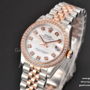 DateJust 31MM Ladies 904L RG/SS WF Diamond MOP Dial Jubilee Bracelet A2671