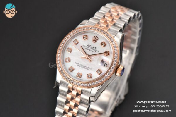 DateJust 31MM Ladies 904L RG/SS WF Diamond MOP Dial Jubilee Bracelet A2671