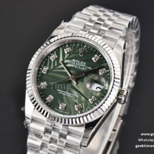 DateJust 36MM BPF Fluted Green Plam Dial Diamond Marker Jubilee Bracelet 2824