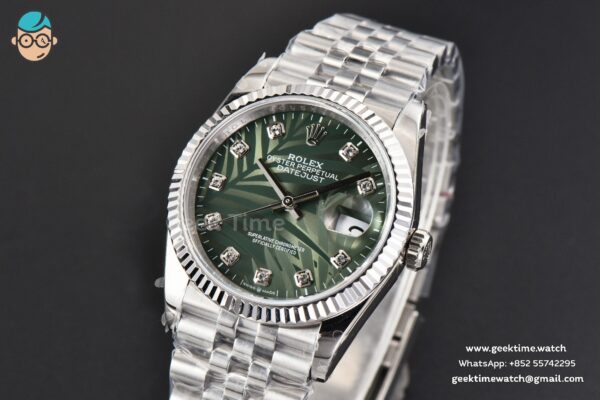 DateJust 36MM BPF Fluted Green Plam Dial Diamond Marker Jubilee Bracelet 2824