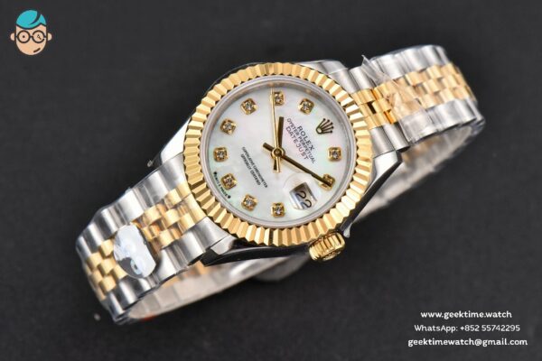 DateJust 28MM Ladies WF YG/SS MOP Dial Diamond Marker Jubilee Bracelet A2236 - Image 4