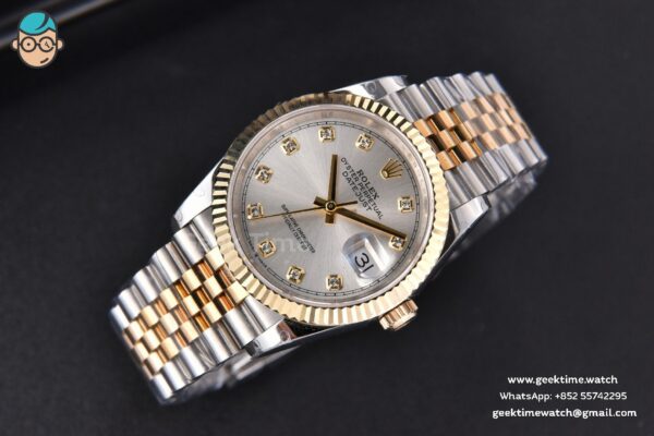 DateJust 36MM 904L YG/SS GMF Fluted Bezel Silver Dial Diamond Marker Jubilee Bracelet VR3235 - Image 4