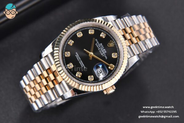 DateJust 36MM 904L YG/SS GMF Fluted Bezel Black Dial Diamond Marker Jubilee Bracelet VR3235 - Image 4