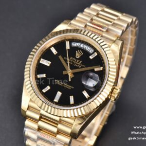 DayDate 40MM YG GMF Black Dial Diamond Marker President Bracelet A3235