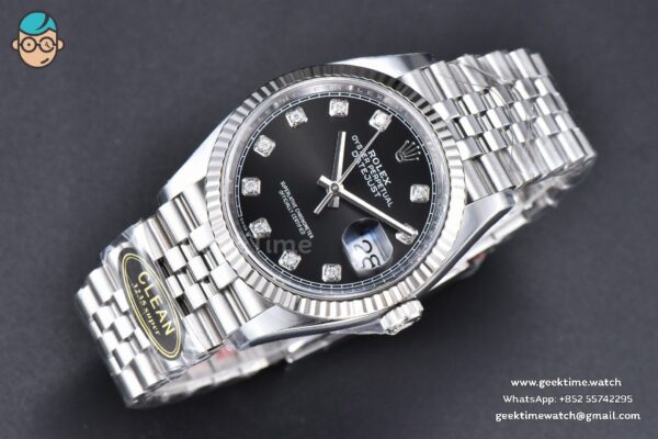 DateJust 36MM 126234 Clean CF Black Dial Diamond Marker Jubilee Bracelet VR3235 - Image 4