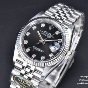 DateJust 36MM 126234 Clean CF Black Dial Diamond Marker Jubilee Bracelet VR3235