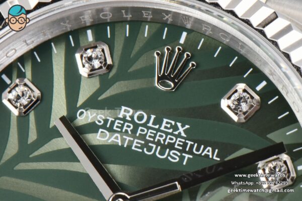 DateJust 36MM BPF Fluted Green Plam Dial Diamond Marker Jubilee Bracelet 2824 - Image 4