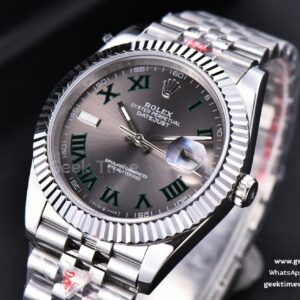 Datejust 41mm SS GMF Wimbledon Gray Dial Green Marker Fluted Bezel Jubille Bracelet VR3235