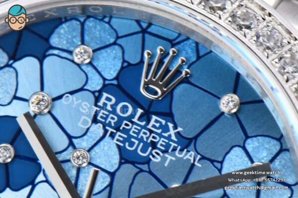 DateJust 31MM 904L GMF Diamond Bezel Blue Flowers Dial Jubilee Bracelet A2824 - Image 5