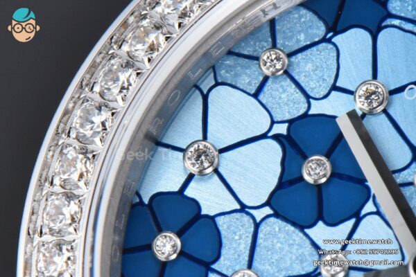 DateJust 31MM 904L GMF Diamond Bezel Blue Flowers Dial Jubilee Bracelet A2824 - Image 6