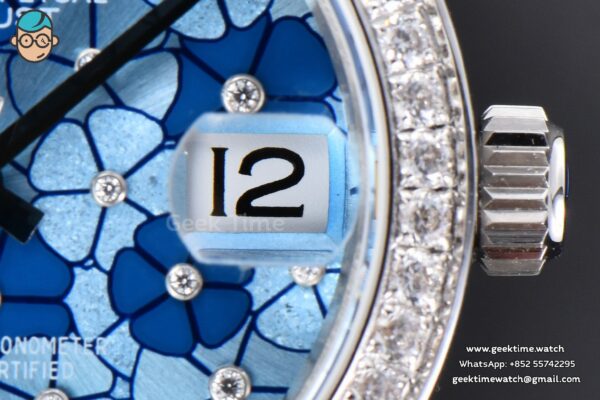 DateJust 31MM 904L GMF Diamond Bezel Blue Flowers Dial Jubilee Bracelet A2824 - Image 7