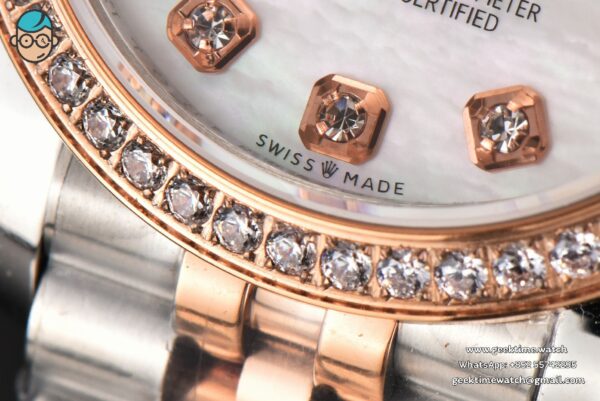 DateJust 31MM Ladies 904L RG/SS WF Diamond MOP Dial Jubilee Bracelet A2671 - Image 7